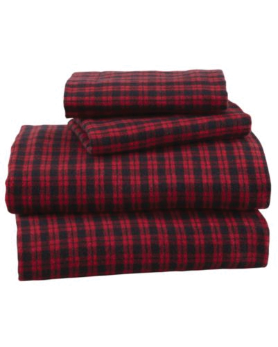 Cherry Wine Mini Checks Flannel Bed Sheet