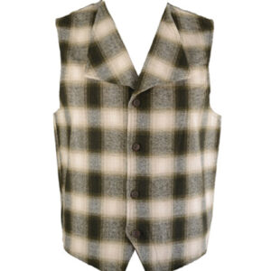 Beige and Brown Checked Flannel Vest for Men