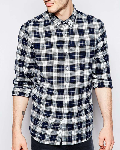 Black and White Checked Flannel Shirt