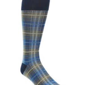Blue, Grey and White Tweed Check Socks