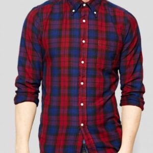 Blue Red Plaid Shirt for Men