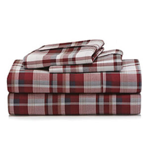 Brick Red Madras Flannel Bed Sheet