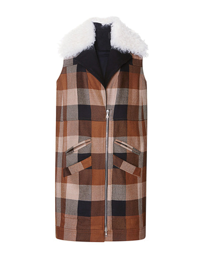 Brown Checked Flannel Vest for Women