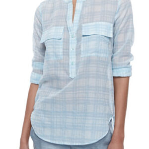 Cascade Blue and White Cotton Flannel Shirt