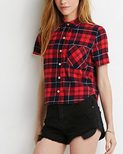 Charming Charlie Red Checked Flannel Shirt