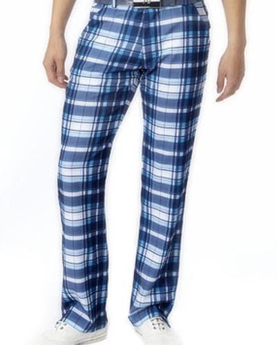 Cool Blue and White Boxer Check Flannel Pants