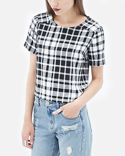 Crazy Check Shirt in Bold Black for Women