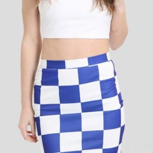 Flighty Blue and White Check Flannel Skirt