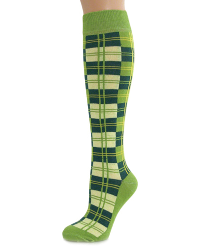 Gardenia Green Check Socks