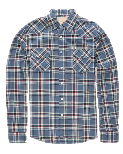 Light Blue and Brown Flannel Shirt