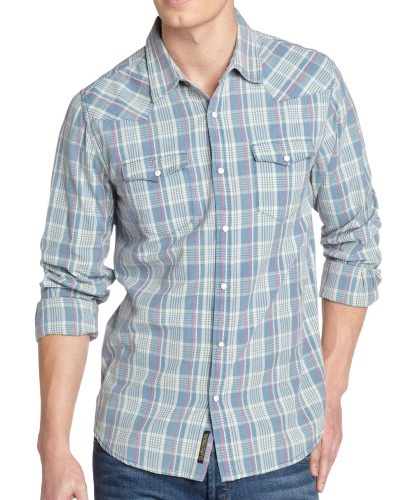 Light Blue and White Checked Flannel Shirt