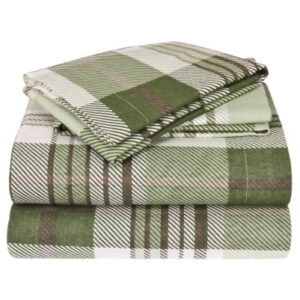 Olive Green Shepherd Checked Flannel Bed Sheet