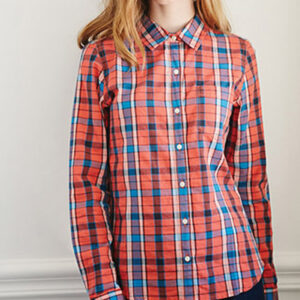 Orange and Blue Formal Checked Shirt