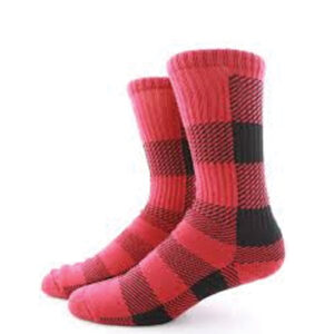 Pink and Black Knit Pattern Check Socks