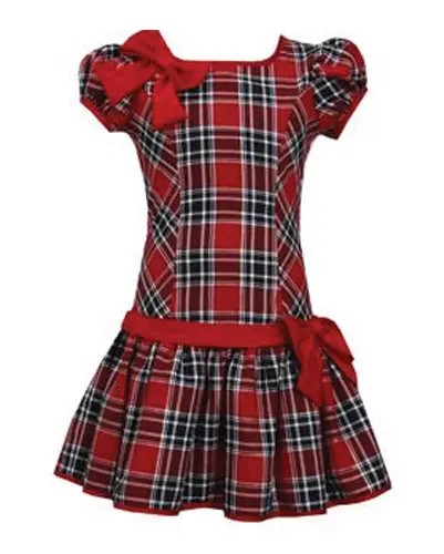 Pretty Bow Band Flannel Check Dress