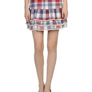 Red and Blue Check Flannel Skirt
