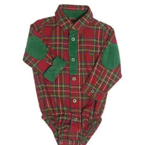 Red And Green Patchwork Flannel Bodysuit