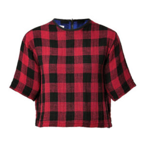 Red Believe Boxy Flannel Crop Top