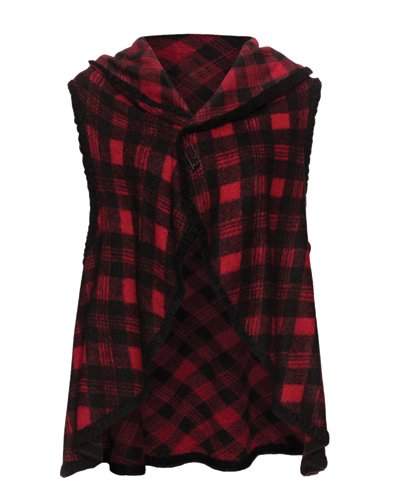 Wholesale Red Black Checked Cape Vest For Women Supplier