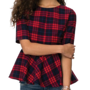 Red Checked Peplum Top