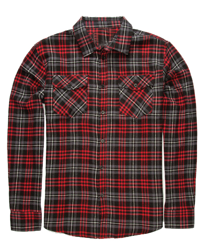 Red on Brown Flannel Shirt
