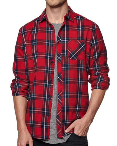 Red Plaid Cotton Flannel Shirt