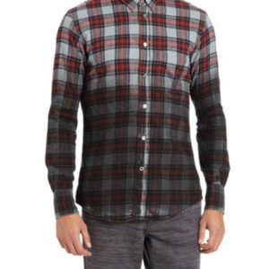 Red Wet Look Checked Shirt