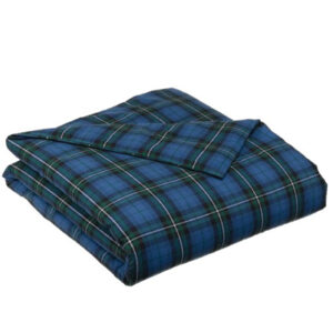 Sea Blue and Olive Checked Flannel Bed Sheet