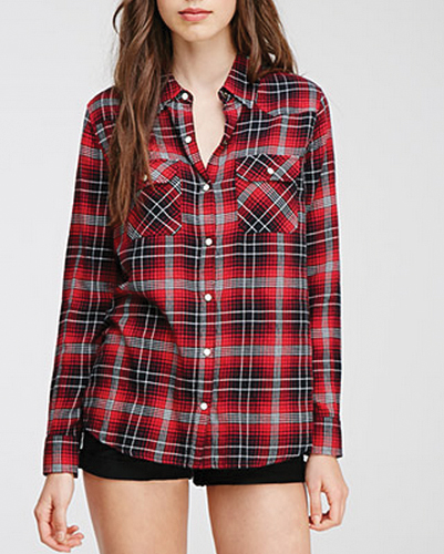 Silver Tinge Red Checked Flannel Shirt
