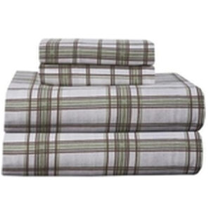 Soothing Amber Plaid Checked Flannel Bed Sheet