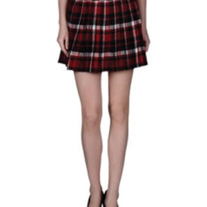 Tucked in Pleat Check Flannel Skirt