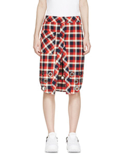 Warped In Red, White and Black Check Flannel Skirt