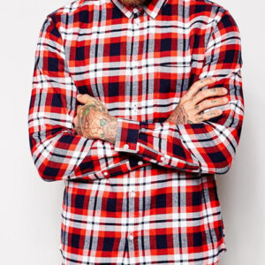White, Red and Bluechecked Flannel Shirt