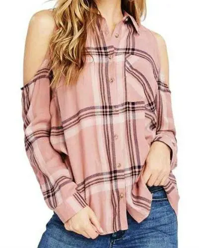 Women Cold Shoulder Flannel Plaid Shirts Manufacturer