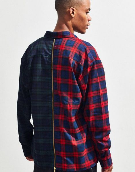 wholesale two tone checked button oversized flannel shirt manufacturers