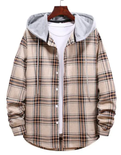 bulk flannel plaid shirt with hood